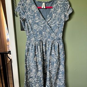 Pact Blue Floral Midi Dress